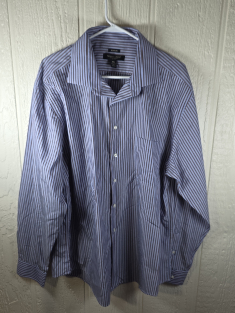 Men's Pronto Uomo Blue and Black Striped Casual Button-Down Shirt, Size XXL